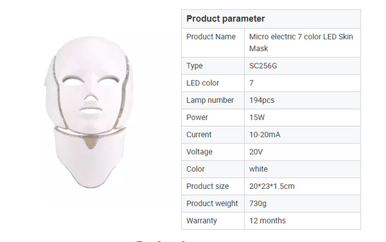 Red Light Therapy Led Mask PDT Laser Beauty Machine With Neck